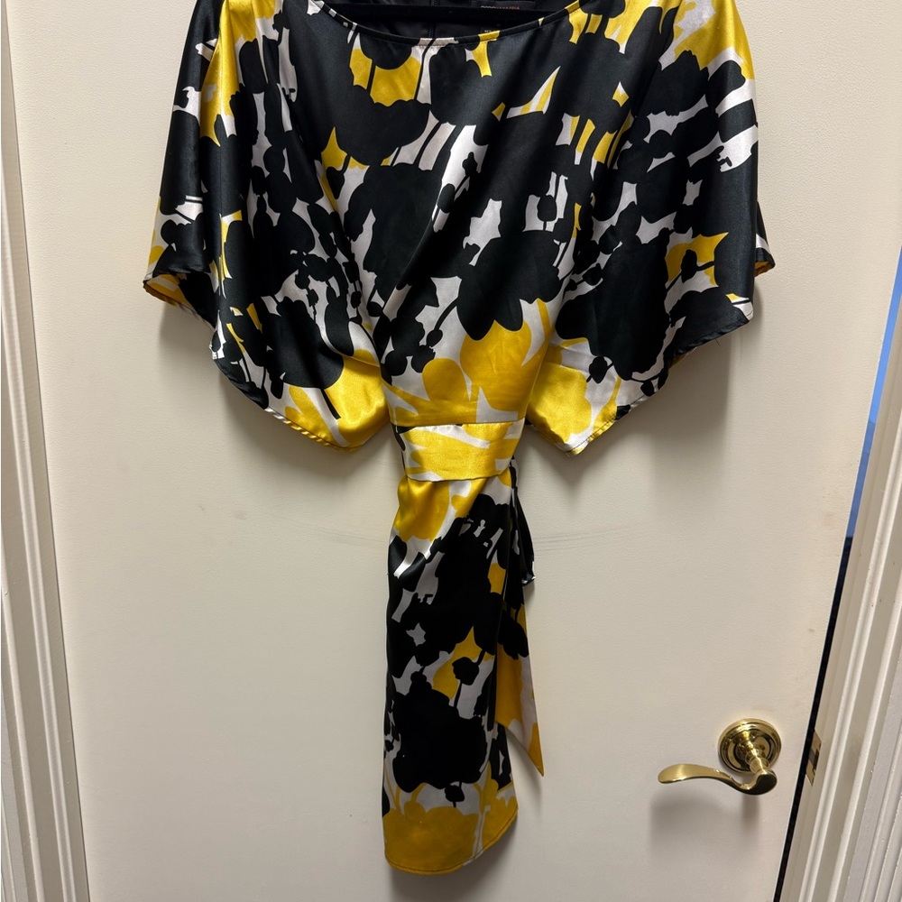 BCBGMaxAzria Black and Yellow Floral Dress